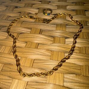 Twisted Gold Necklace and Ring Set